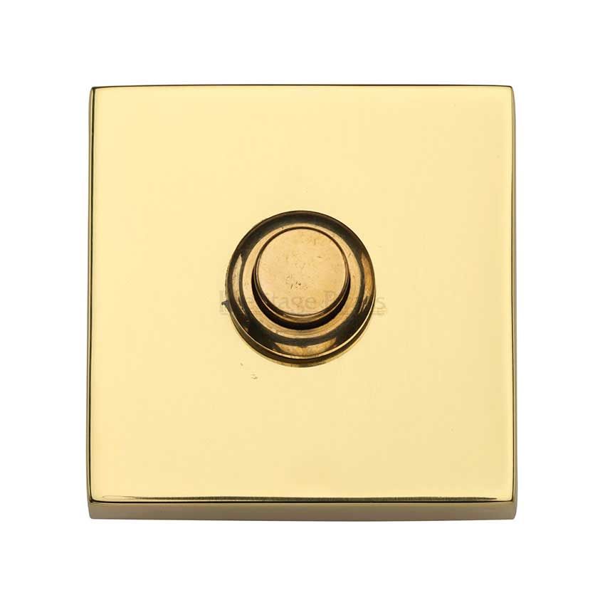 Picture of Heritage Brass Square Bell Push In Polished Brass Finish - V1188-PB