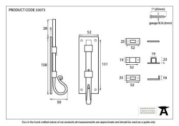 Picture of Black 6" Shepherd's Crook Universal Bolt - 33073