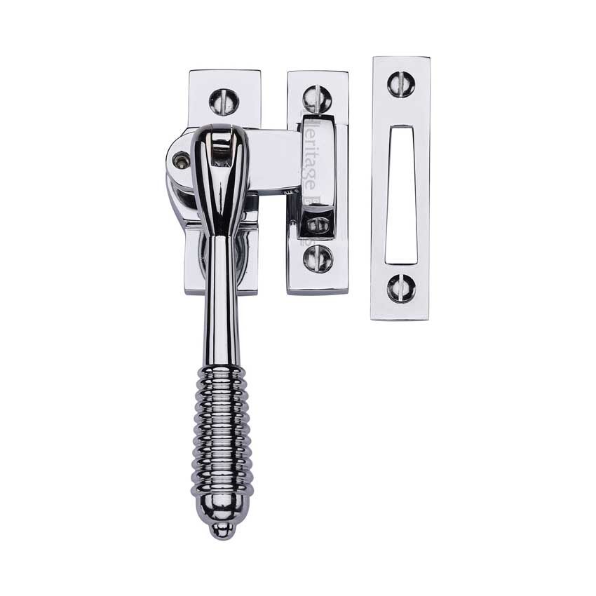 Picture of Heritage Brass Lockable Mortice & Hook Plate Casement Fastener Reeded Design  In Polished Chrome - V894L MPHP-PC