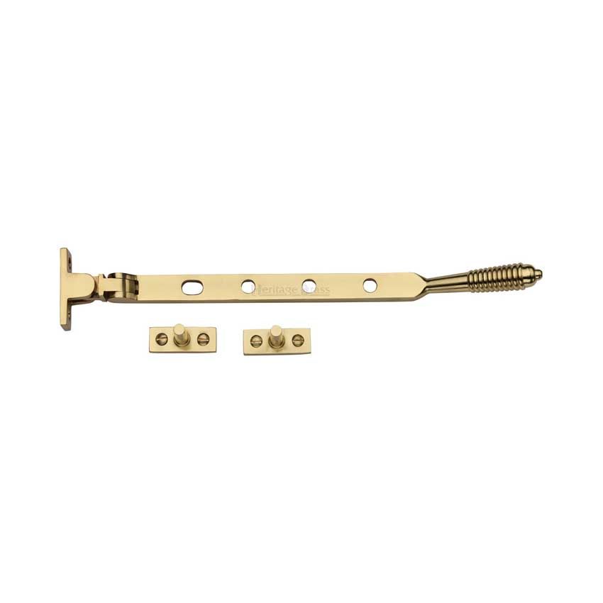 Picture of Heritage Brass Casement Window Stay Reeded Design In Polished Brass - V892 10/12-PB