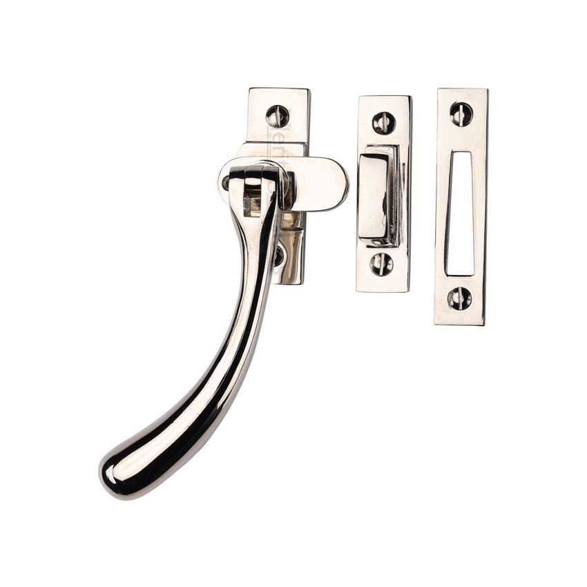 Picture of Heritage Brass Lockable Brass Casement Window Fastener In Polished Nickel - V1008L MPHP-PNF