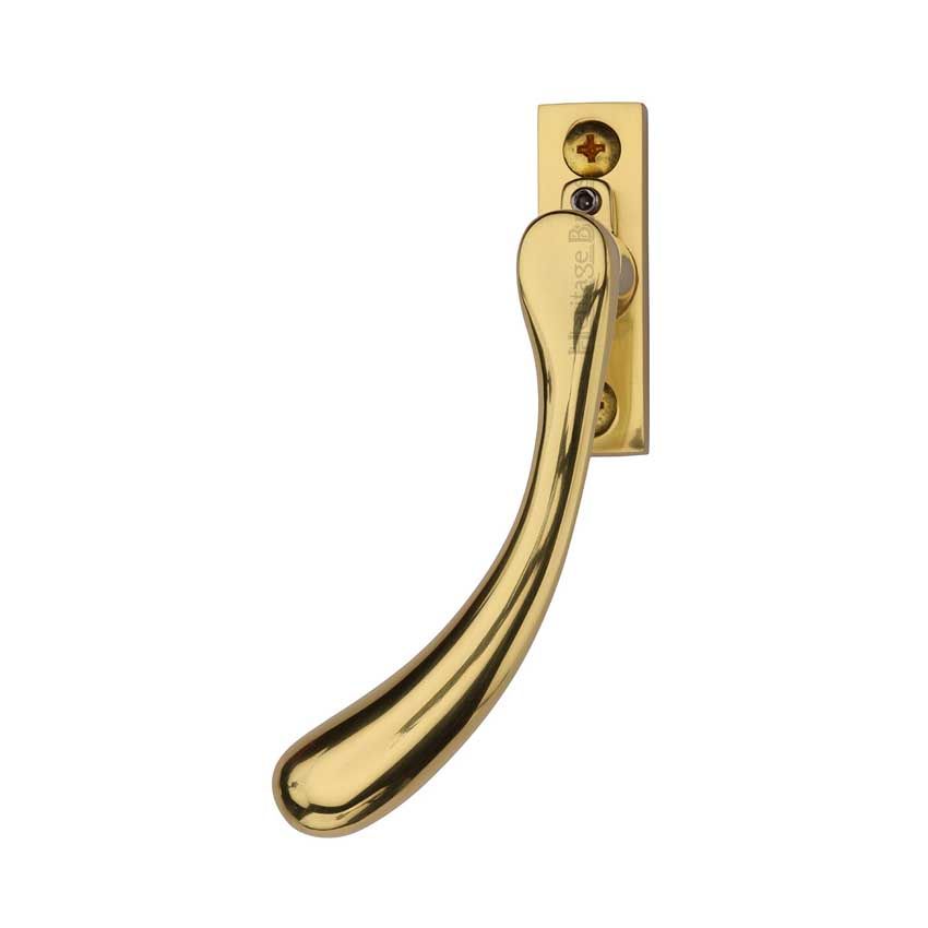 Picture of Heritage Brass Left Handed Espagnolette Handle In Polished Brass - V1009L-LH-PB