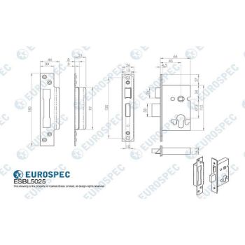 Picture of Euro Profile High Security Cylinder Sashlock - ESBL5025SSS 