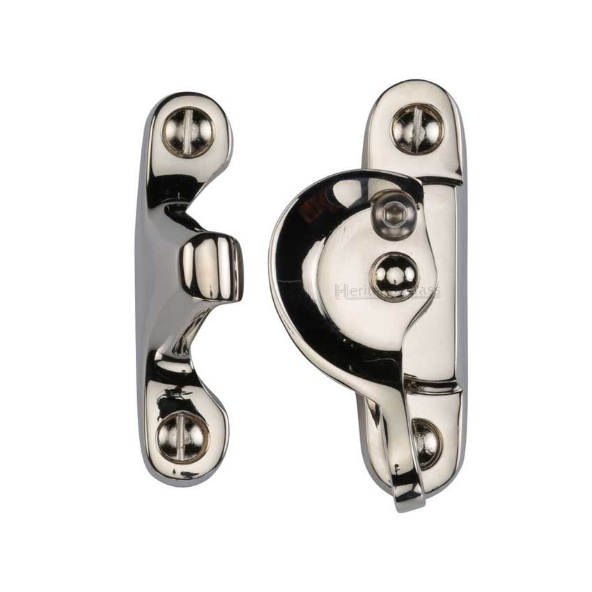 Picture of Heritage Brass Fitch Pattern Sash Fastener In Polished Nickel Finish - V2060L-PNF