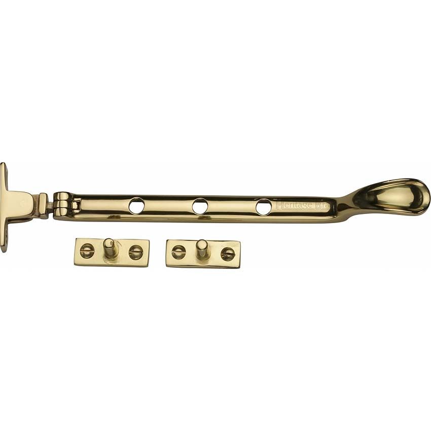 Picture of Heritage Brass Spoon Pattern Casement Window Stay In Polished Brass Finish - V990 10-PB