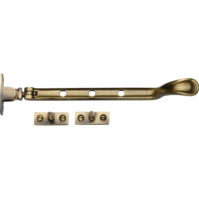 Picture of Heritage Brass Spoon Pattern Casement Window Stay In Antique Brass Finish - V990 10-AT