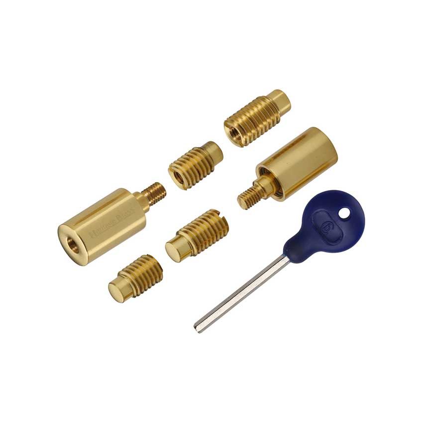 Picture of Heritage Brass Sash Window Stop (pair) with key  In Polished Brass - V1108-PB