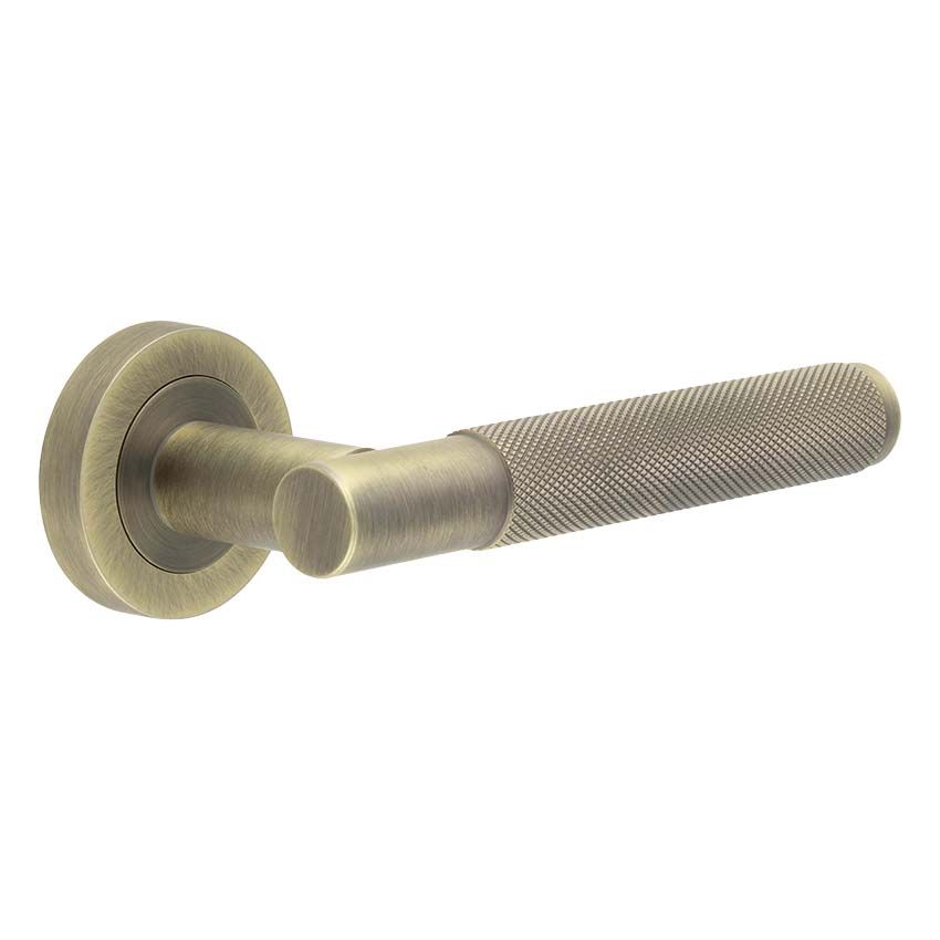 Picture of Knurled Door Handle in Antique Brass - JV850AB