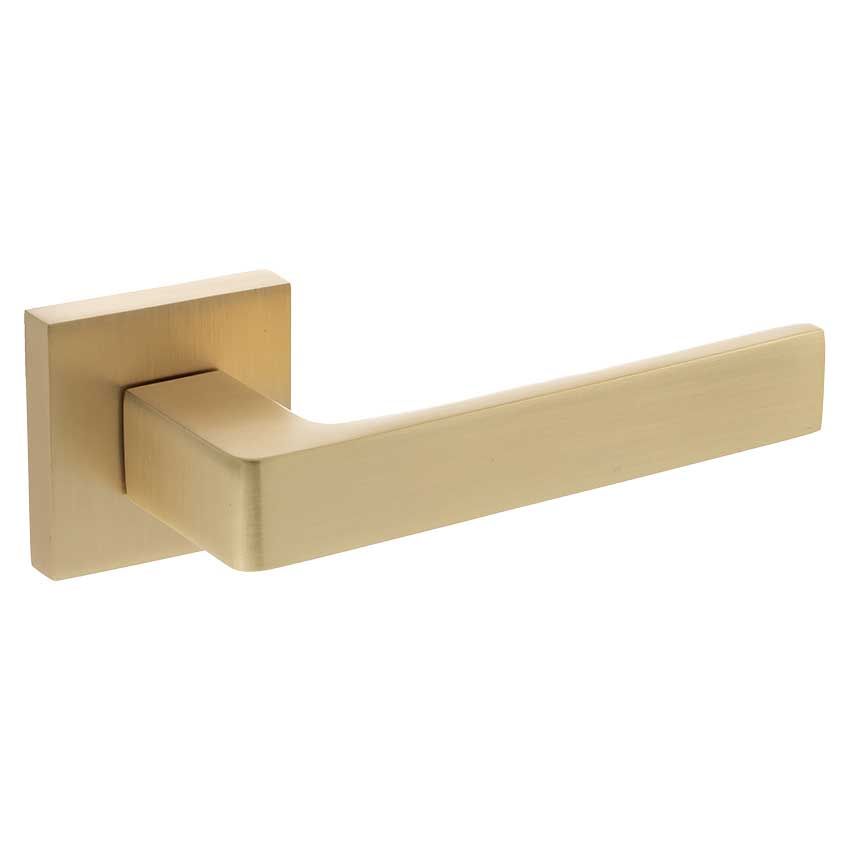 Picture of Montana Satin Brass Door Handles On A Square Rose - S40Ssb