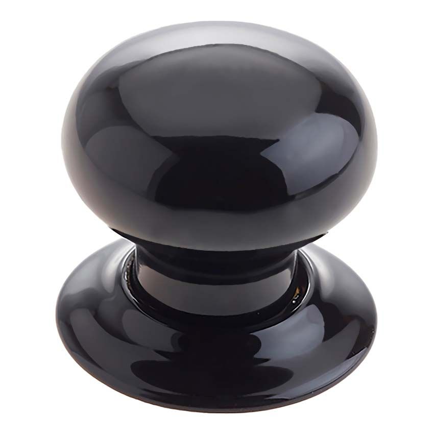 Picture of Black Porcelain Mortice Door Knob on a Black Porcelain Rose  - JC60