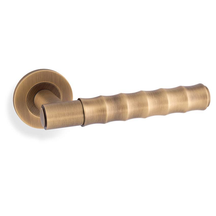 Picture of Spitfire Bamboo Lever on Rose In Antique Brass - AW225AB