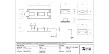 Picture of 316 Polished SS 4" Straight Knob Bolt - 46424