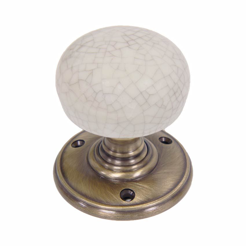 Delamain Porcelain Ivory Crackle Door Knobs - dk304ICFB