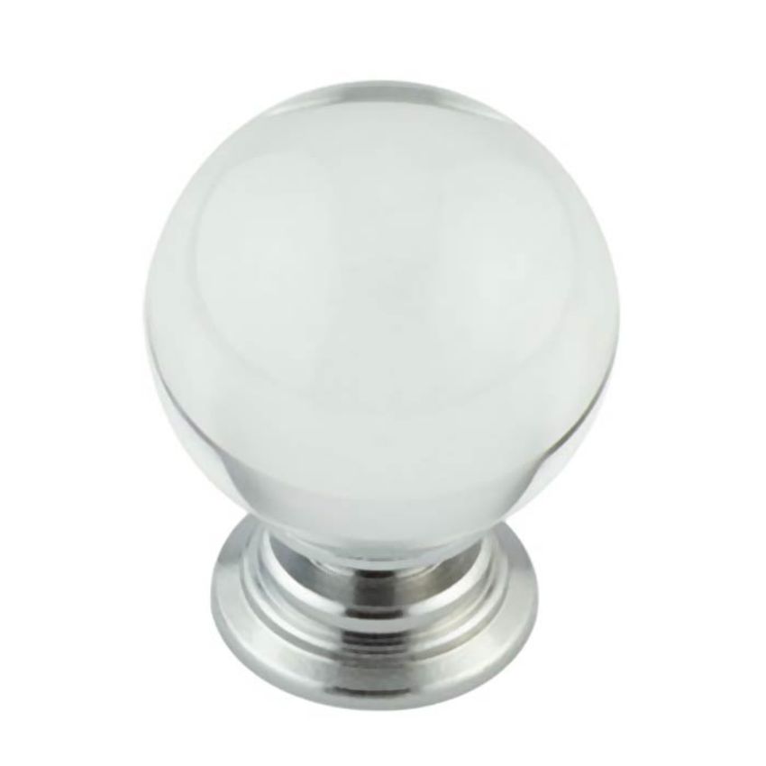 Picture of Round Clear Glass Cupboard Knob- Polished Chrome- JH1151-PC