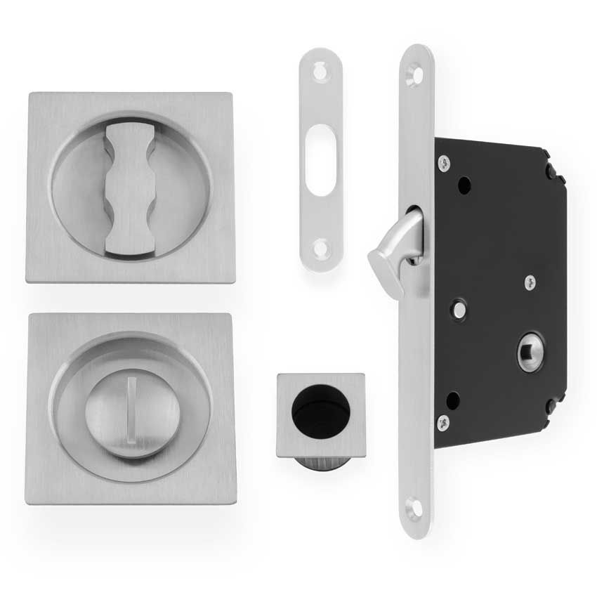 Picture of Square Sliding Door Lock Set -Satin Chrome - AW111RSC