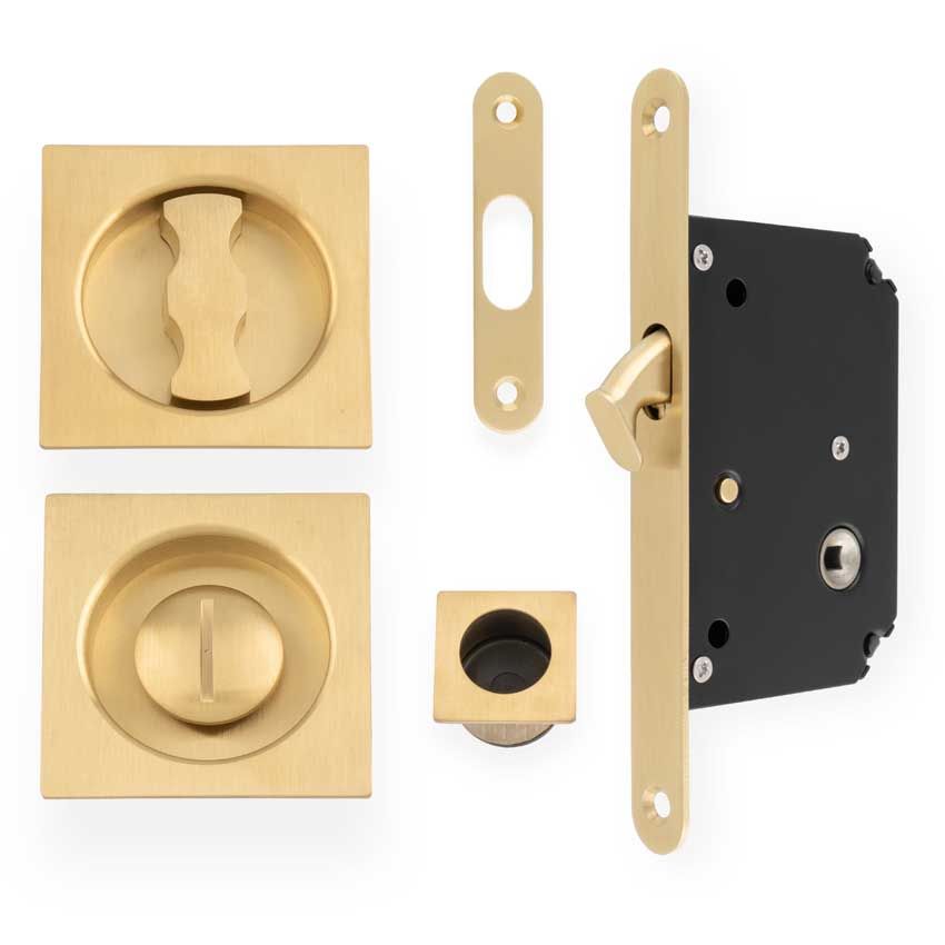 Picture of Square Sliding Door Lock Set -Satin Brass - AW111RSBPVD