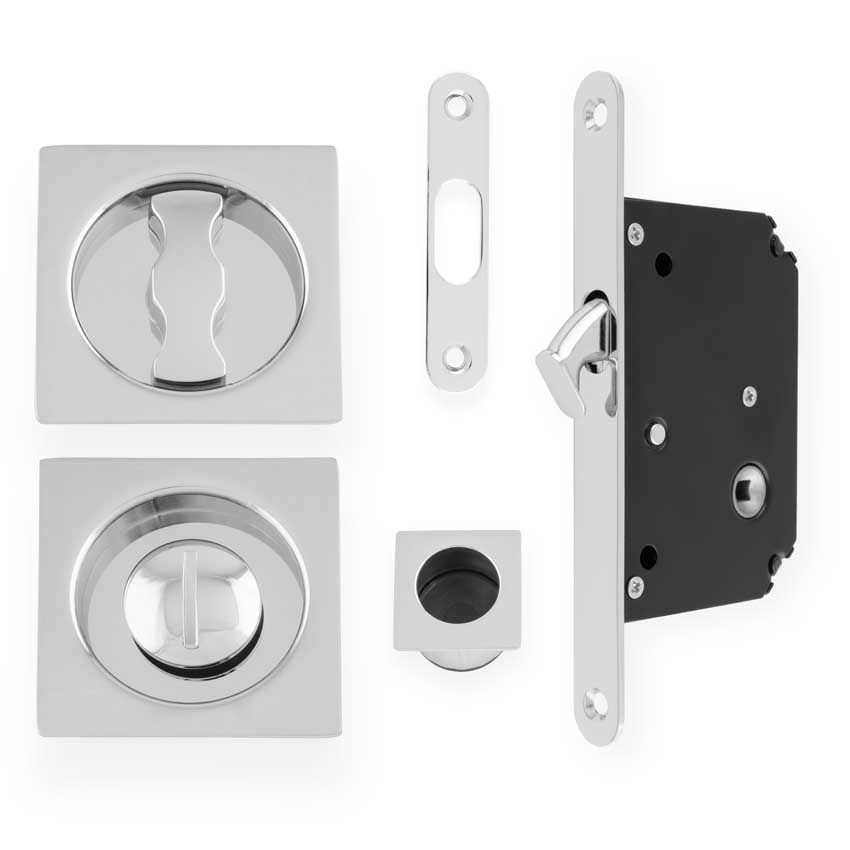 Picture of Square Sliding Door Lock Set -Polished Chrome - AW111RPC