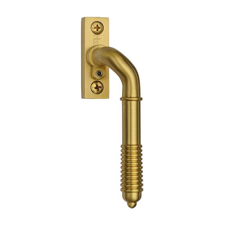 Picture of Heritage Brass Lockable Espagnolette Handle, Right Handed Reeded Design In Satin Brass - V895L RH-SB