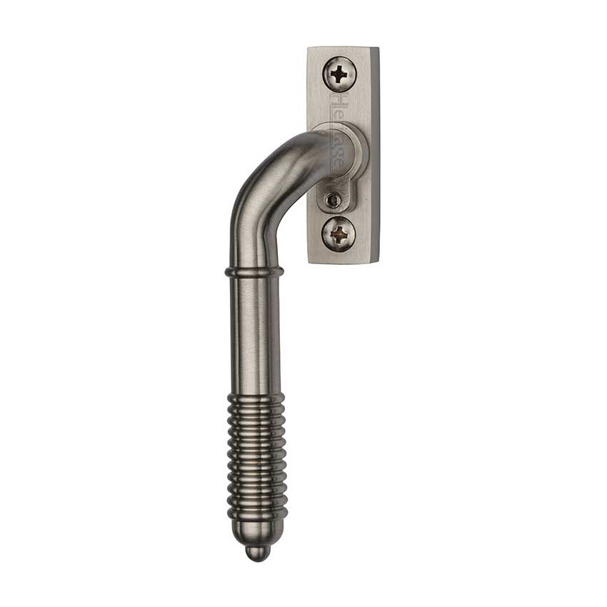 Picture of Heritage Brass Lockable Espagnolette Handle, Left Handed Reeded Design In Satin Nickel - V895L LH-SN