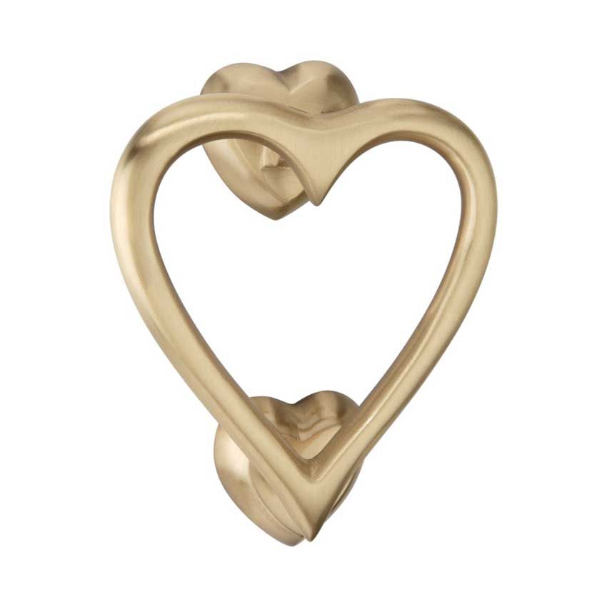 Picture of Heart Door Knocker In Satin Brass - SB4110SB