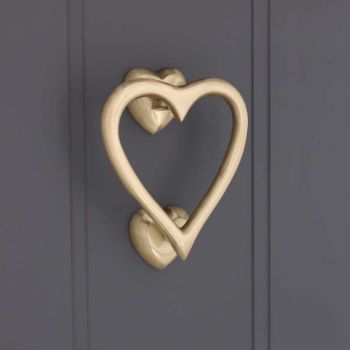 Picture of Heart Door Knocker In Satin Brass - SB4110SB