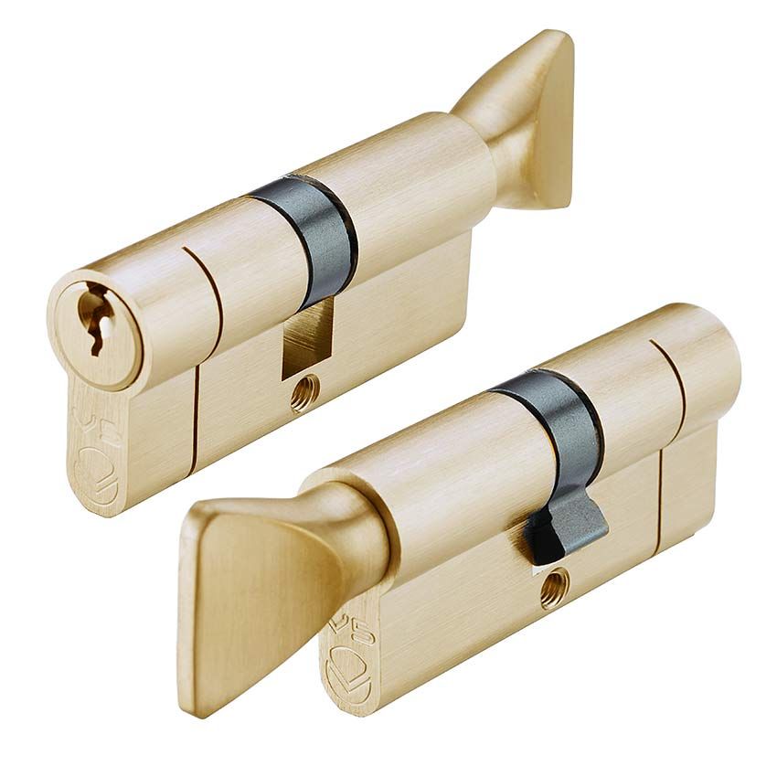 Picture of Master Keyed Euro Cylinder and Turn - Satin Brass - V5EPCTSBMK