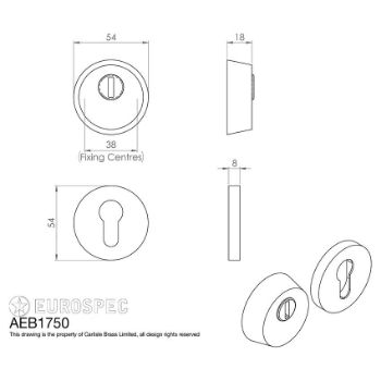 Picture of 2 Star Security Escutcheon Set in Bright Stainless Steel - AEB1750BSS